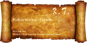 Kubinszky Tünde névjegykártya